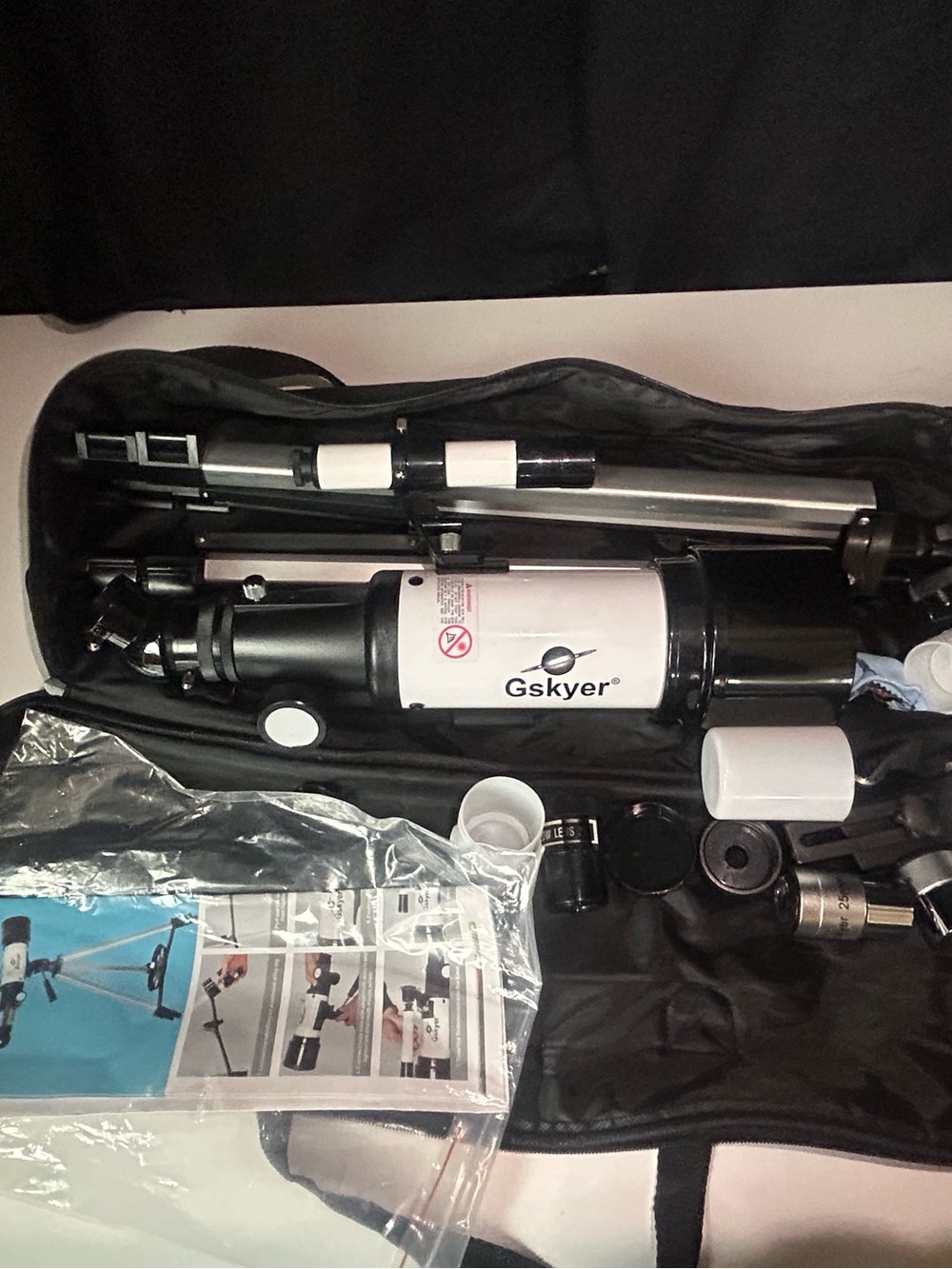 White and Black Reflector Telescope with Tripod - Portable Stargazing Kit